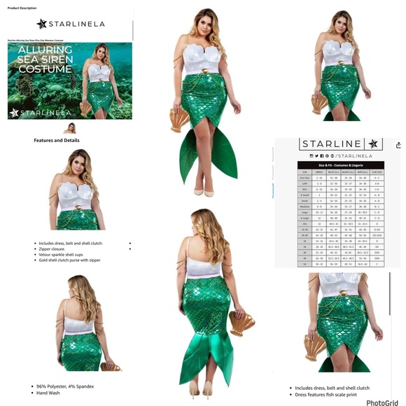 Star line LA 3XL plus size alluring sea siren mermaid costume NEW - Picture 1 of 3